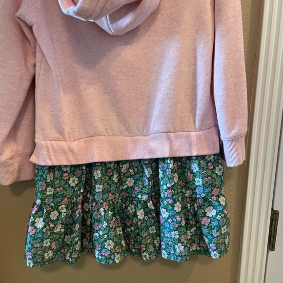 Boden Girls Pink Hooded Green Flower Lined Dress New Condition Girls size 7/8 - Picture 9 of 13